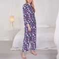 thumbnail image 3 of Honeii Skull cartoon flower print Women's Pajama Sets Long Sleeve Button Down Sleepwear Nightwear Soft Pjs Lounge Sets-X-Large, 3 of 7
