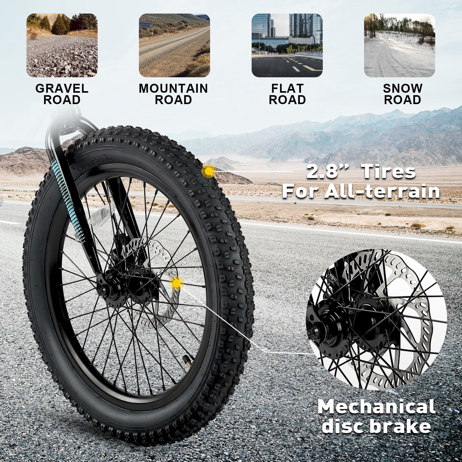 Glerc Mars Kids Mountain Bike, 20 Inch Fat Tire Bike for Teen Ages 6-12 Year Old, Bicycle with 2.8-Inch Wide Tires and 6 Speed Drivetrain,Black