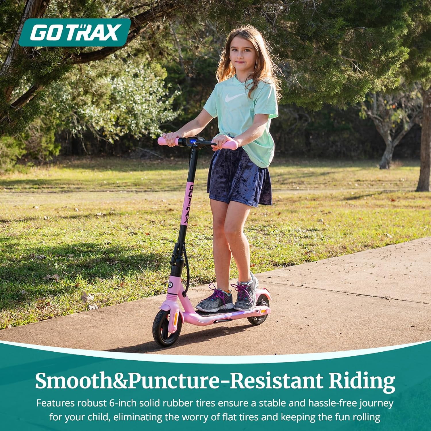 GOTRAX Comet Foldable Electric Scooter for Kids Ages 6-12, 150W Motor, 10 MPH Max Speed, 7 Mile Range,Pink