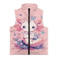 thumbnail image 4 of Uorisanigo Unisex Kids Fleece Vest Girls Boys Zippered Pink SAxolotl Flowers Vest Sleeveless Stand Collar Outwear Fall Fashion Outfits Clothes Puffer Vests Waistcoat with Pockets, 4 of 7