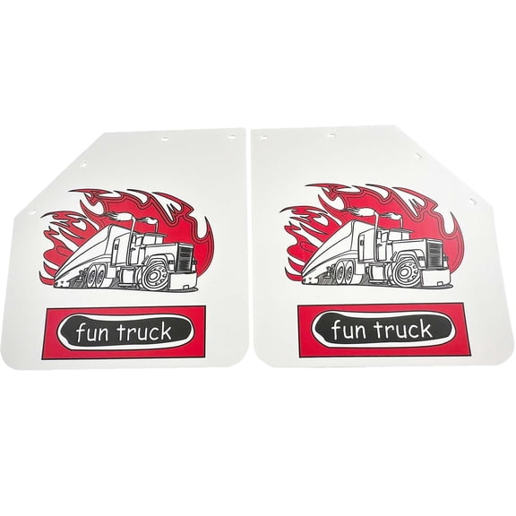 BST BSSP Pair White Angled Heavy Duty Polymer Splash Guard Mudflaps 24"x 24" for Semi Truck Trailer, Great-Truck Pattern, Universal Fit