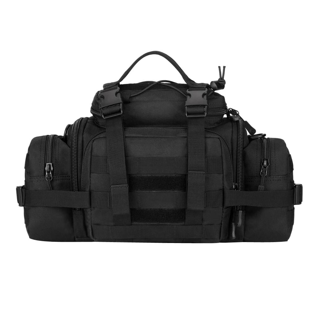 Dualoai Outdoor Molle Waist Bag Waterproof SLR Cameras Waist Fanny Pack Belt Bum Bag Black