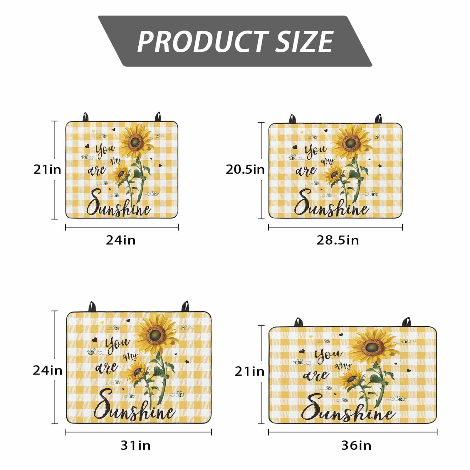 Sunflower Stove Top Cover for Electric Stove, Heat-proof & Non Slip Glass Top Stove Cover Protector, Yellow Plaid Lattice You Are My Sunshine Kitchen Flat Cooktop Rubber Mat 36x21 Inches