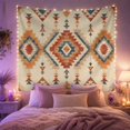 thumbnail image 2 of Geometric Diamond Motif Against Cream Background, Serene Boho for Home Decor Enthusiasts, Geometric Wall Art, Housewarming Gift, Tapestry Wall Hanging for Living Room and Bedroom, 2 of 7