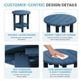 thumbnail image 6 of FUNDAZE 2-Tier Round HDPE Patio Side Table, End Tables For Living Room, Waterproof Indoor & Outdoor Small Table for Poolside, Garden, Navy Blue, 6 of 10