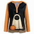 thumbnail image 4 of Godom Women's Halloween Long Sleeve V Neck Shirt Funny Graphic Top Fall Casual Loose Holiday T-Shirt, 4 of 7