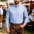thumbnail image 2 of Oktoberfest Bavarian Shirt Men Multicolor Plaid Embroidered Button Down Shirt for Festive Stand Collar Tee Alternative with Unique Pattern Shirt Tops, 2 of 4