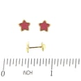 thumbnail image 2 of 18K Solid Yellow Gold Pink Enamel Star Covered Screwback Earrings, 2 of 3