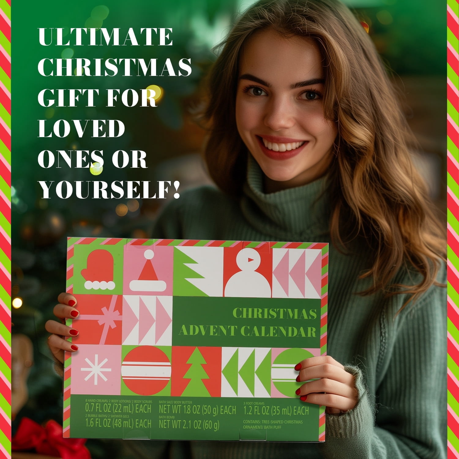 Advent Calendar 2025 with 24pcs Countdown to Christmas Day Gift Sets for Women, Xmas Bath & Body Spa Gift Baskets for Her