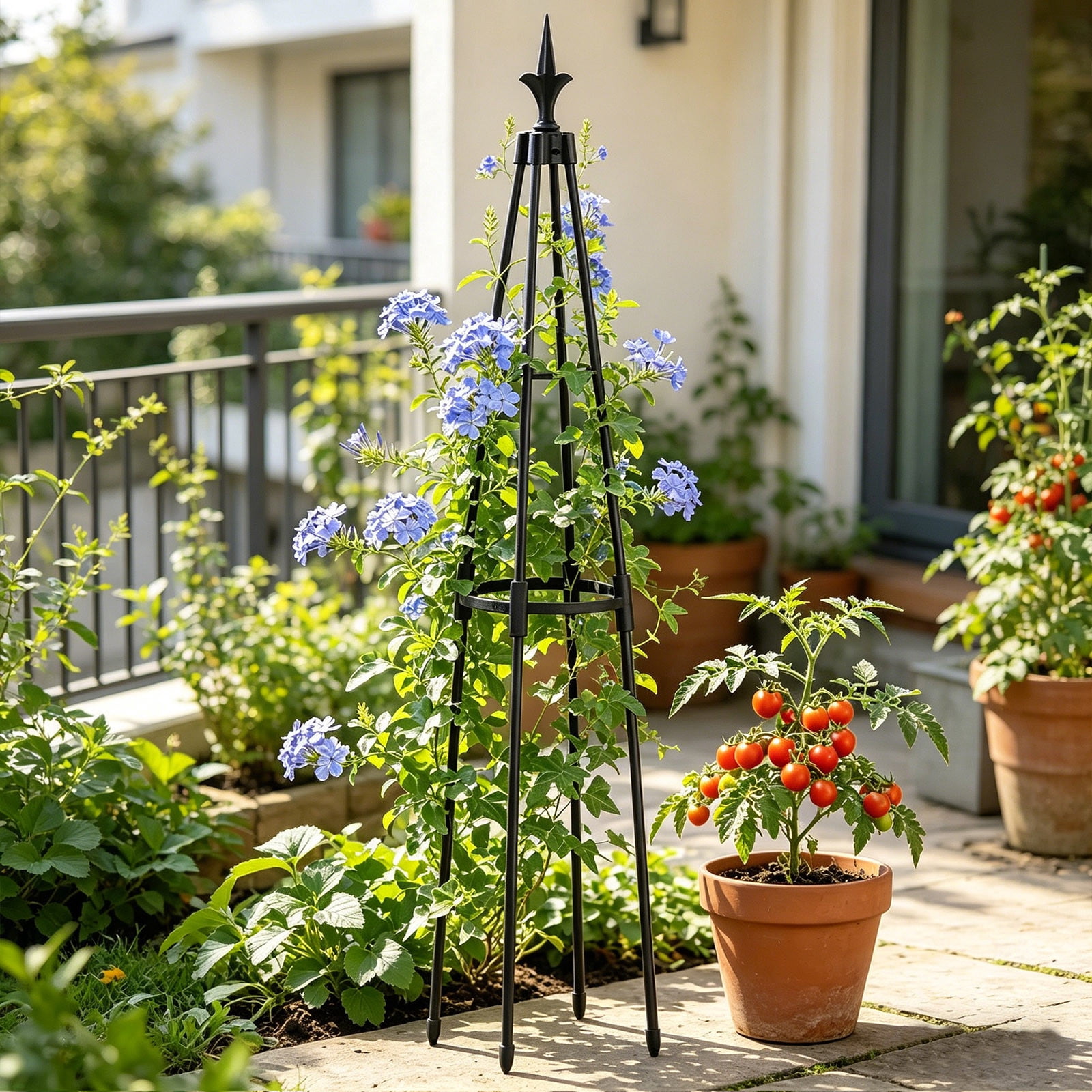 Garden Trellis for Climbing Plants, Support Plant Stand for Indoor and Outdoor, Potted Plants Flowers Vegetables Vines – Tomato Cage Tower for Garden or Balcony by IHHXPRO (Style B,1 Pack )