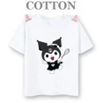 thumbnail image 4 of Camiseta de algodón 100% Kuromi Kawaii Manga Anime japonés Camiseta de verano para niños Ropa para niños Tops Camisetas para niños y niñas Camisetas para bebés Lindas, 4 of 5