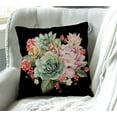 thumbnail image 3 of Watercolor Vintage Rose Decorative Throw Pillow Cover Case, Peony Succulents Cotton Linen Outdoor Pillow Cases Square Standard Cushion Covers for Sofa Couch Bed Car 18x18 inch, 3 of 4