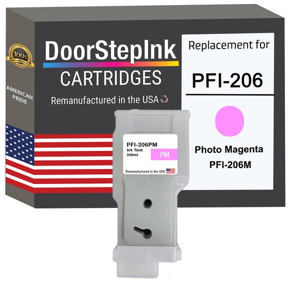 Remanufactured DoorStepInk in the USA Ink Cartridge for Canon PFI-206 300ML Photo Magenta