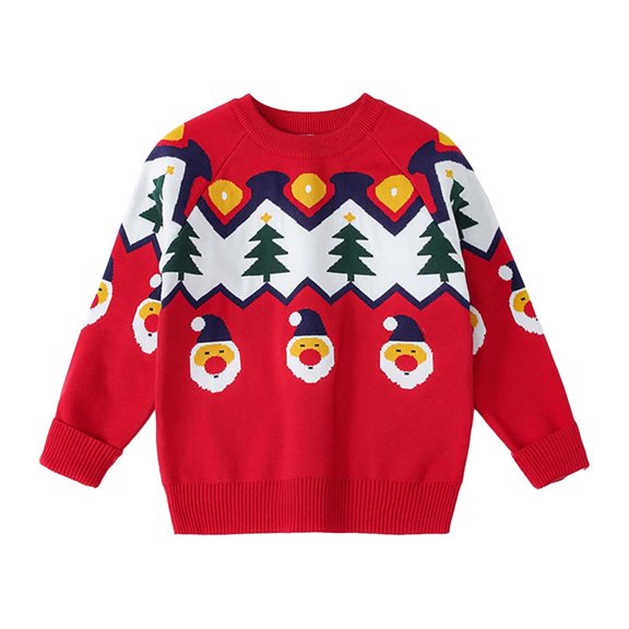 Posijego Toddler Baby Ugly Christmas Sweater Long Sleeve Crew Neck Cute Knit Sweater Pullover Top Girls Boys