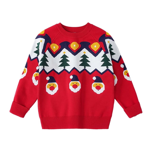 Penkiiy Chandail de Noël Mignon en Coton pour Bébé Fille Garçon Rouge en Liquidation pour 4-5 Ans