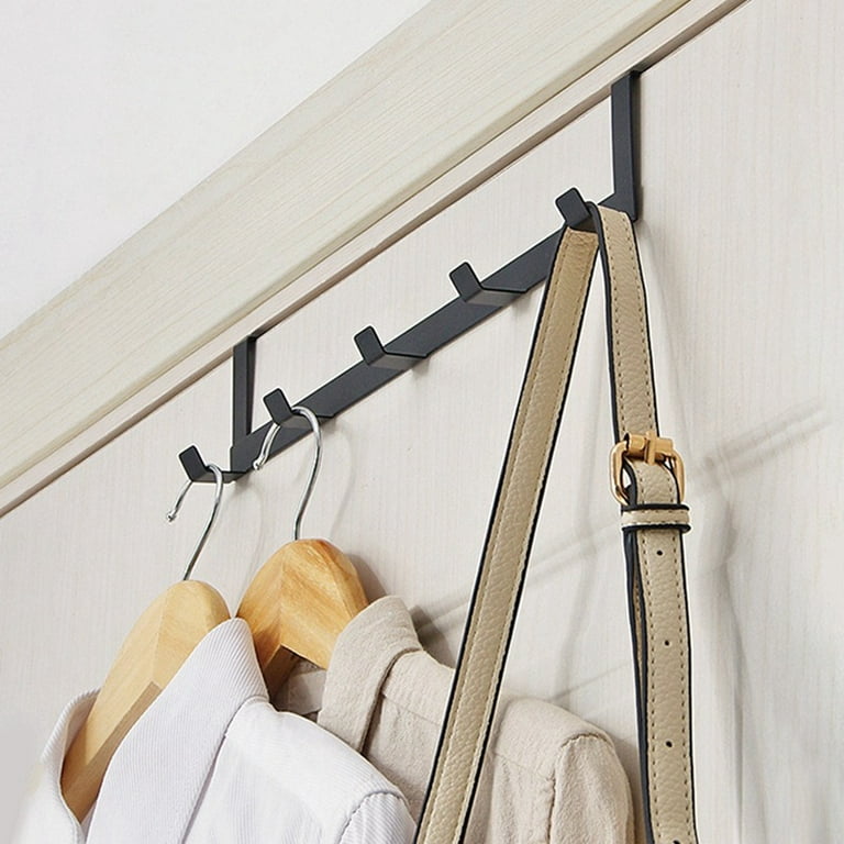 5 Hooks Over The Connected Door Clasp Wall Hanger Hanging Hook Rack Holder  Iron Art Clasp Towel over the Door Hanger with Towel Rack Bar Clothes Coat  Hat Towel Hanger 