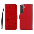 thumbnail image 2 of SaniMore for Samsung Galaxy S24 Plus 6.6" 2024 Case, PU Leather Skin with Embossed Cat Flip Magnetic Cover Card Slots Kickstand Detachable Lanyard Full Around Wallet Case For Galaxy S24 Plus, Red, 2 of 11