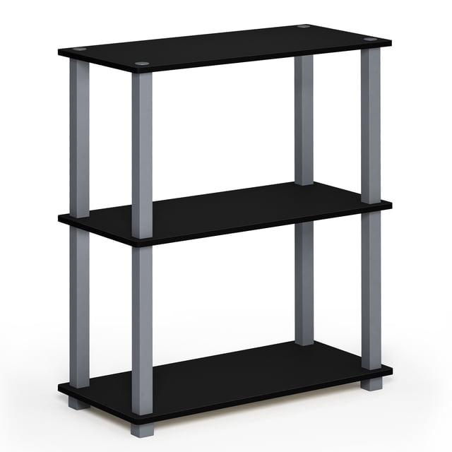 Furinno Turn-S-Tube Estante de exhibición compacto multiusos de 3 niveles con tubo cuadrado, negro / gris, 18025BK / GY Furinno 18025BK/GY