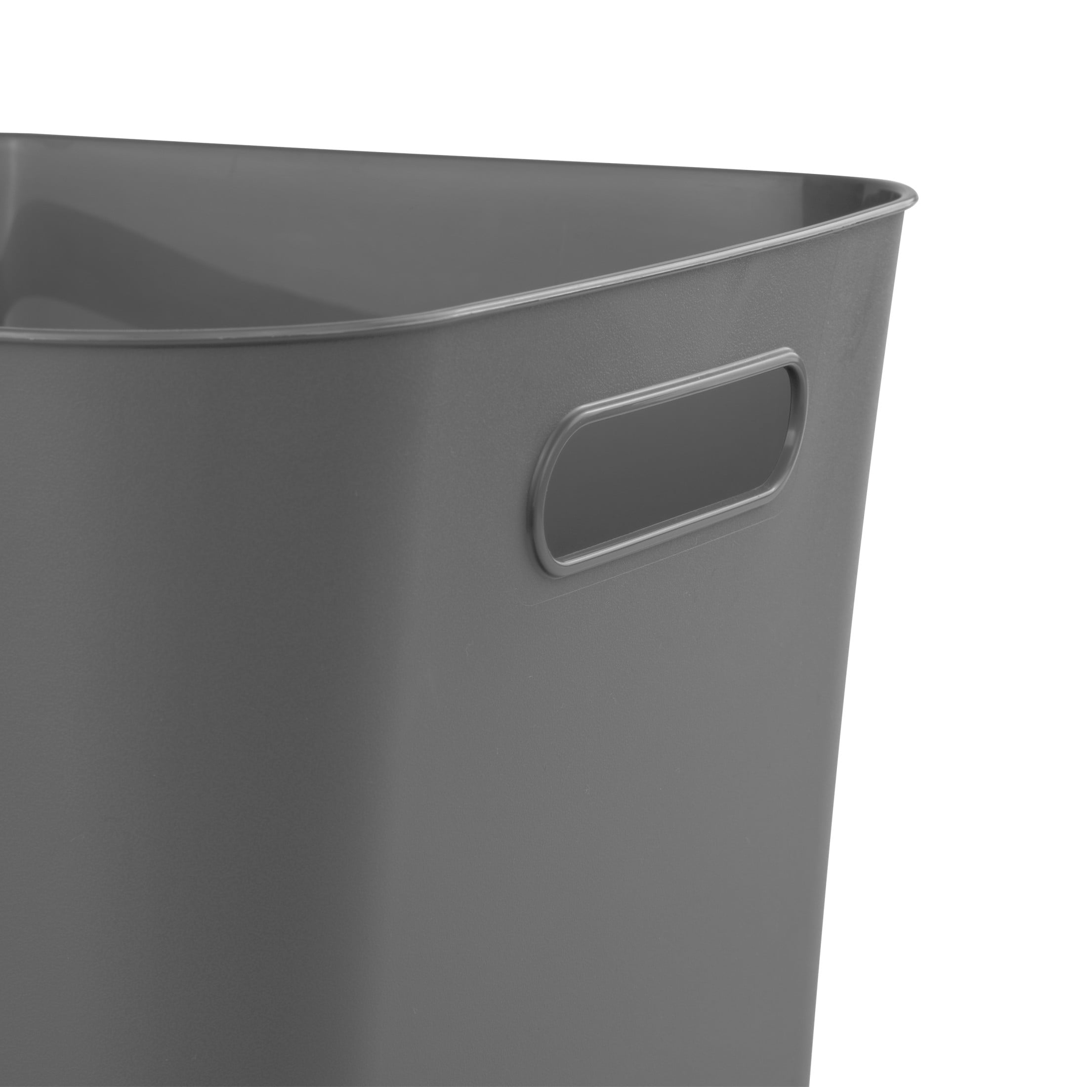 (3 pack) Mainstays Cube Bin, Open Plastic Storage Containers, Versatile Stylish Organizers with Handles, Gray Flannel