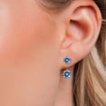thumbnail image 3 of Gem Stone King 14K White Gold Persian Blue Moissanite Stud Earrings for Women | 2.60 Cttw | Gemstone Birthstone | Round 6MM, 3 of 6
