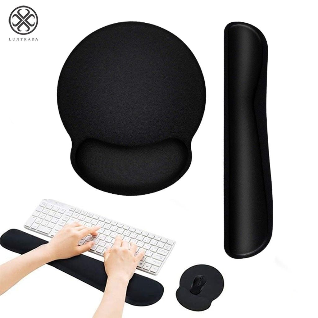 Luxtrada Set of 2 Keyboard Wrist Rest Pad Mouse Pad Memory Foam Rest