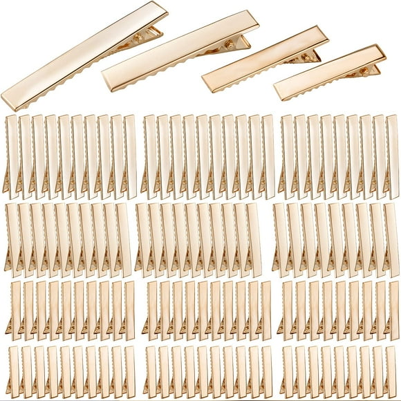Pinzas para el pelo de pico de pato, 120 piezas, pinzas de lazo de cocodrilo doradas, pinzas de metal para rizos de pelo de una sola punta, pinzas de cocodrilo planas para accesorios de peinado o proy