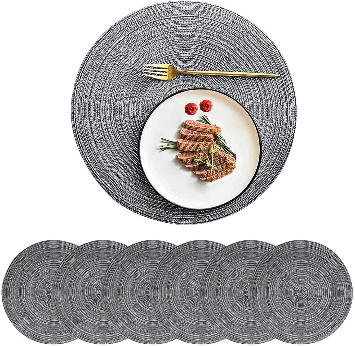 14.1Inch Woven Placemats Round Cloth Placemats for Dining Table Heat