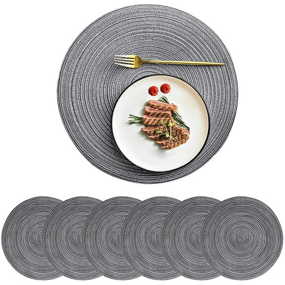 14.1Inch Woven Placemats Round Cloth Placemats for Dining Table Heat Resistant Placemats Braided Boho Placemats Washable Placemats Rustic Circle Place Mats Farmhouse Placemats Set of 6