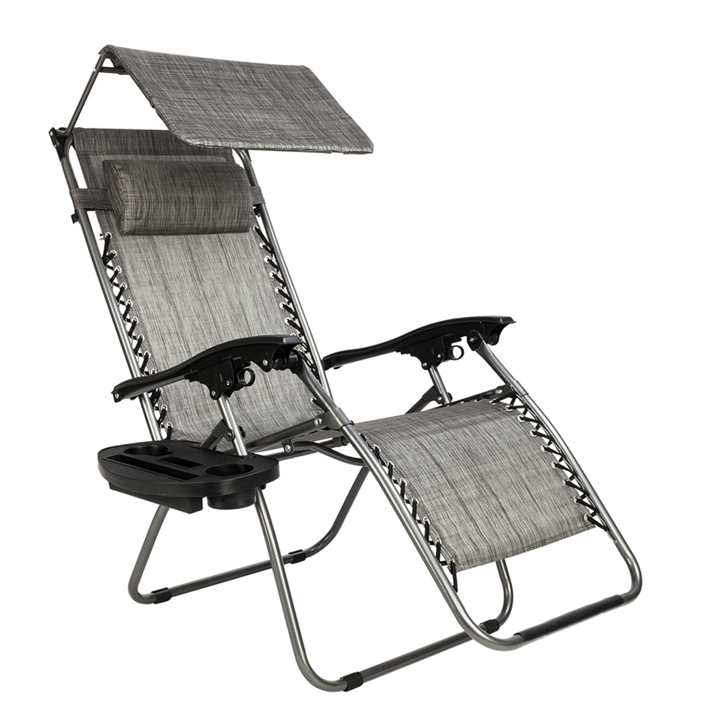 Zero Gravity Canopy Folding Chair Poolside Backyard Beach Outdoor Lounge Recliner Reclining Sun Lounger - image 1 of 7
