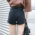 thumbnail image 3 of Denim Shorts Retro All-match High Waist Hem Ripped Short Jeans Cutoff Shorts for Women, 3 of 6