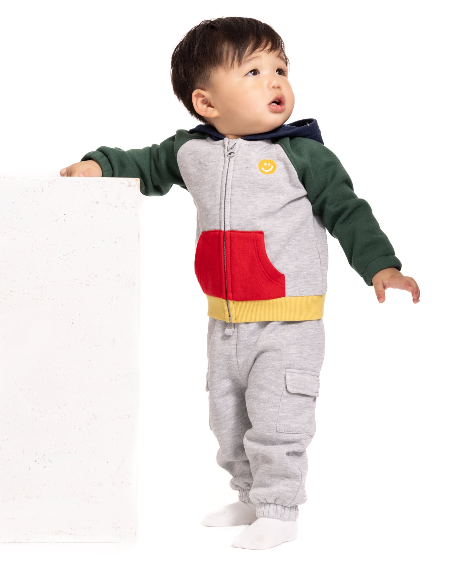 Wonder Nation Baby Boys Full Zip Hoodie and Jogger Sweatpants Set, 2 Piece, Sizes 0/3M-24M