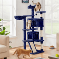 Alden Design 54" Double Condo Cat Tree with Scratching Post Tower, Navy