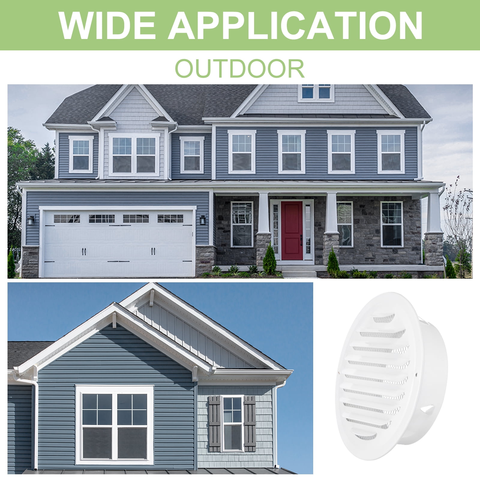 Uxcell Round Soffit Vent, Stainless Steel Wall Vent Grille Cover Exterior Exhaust Louvered Vent White 4 Inch