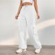 thumbnail image 2 of WILLBEST Pantalones Casuales para Mujer, de Cintura Alta, Lisos, con Cordones, para el Trabajo, con Bolsillo y Pierna Recta, para Uso Diario y Diario. XXXXXL, 2 of 7