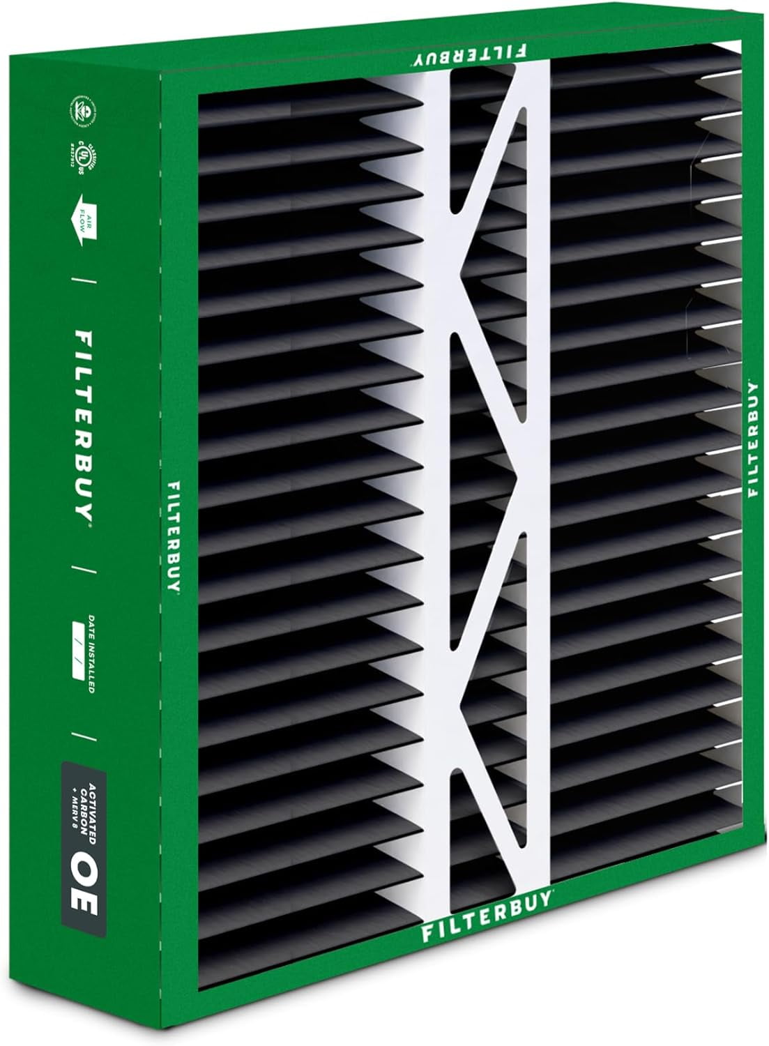 Filterbuy 20x20x5 MERV 8 Odor Eliminator Pleated HVAC AC