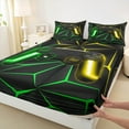 thumbnail image 3 of Feelyou Futuristic Gamepad Boys Bed Sheets, Green Yellow Abstract Line King Sheets, Modern Video Gaming Sheet Set, Breathable Home Decor, 4pcs, 3 of 7