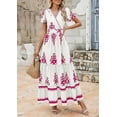 thumbnail image 7 of PRETTYGARDEN Womens Summer Casual V Neck Boho Maxi Dress Flowy Aline Bell Sleeve Tiered Floral Dresses with Pocket, 7 of 7