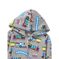 thumbnail image 5 of Little Boys 100% Cotton Train Zip Hoodie Gray Long Sleeve Jacket, Casual Kids Sweatshirt, 2T, 5 of 8