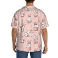 thumbnail image 3 of Lsque Easter Rabbit print Men's Cuban Collar Short Sleeve Shirt Summer Beachwear Casual Button Down Fashionable Vacation Leisure Shirt-X-Large, 3 of 7