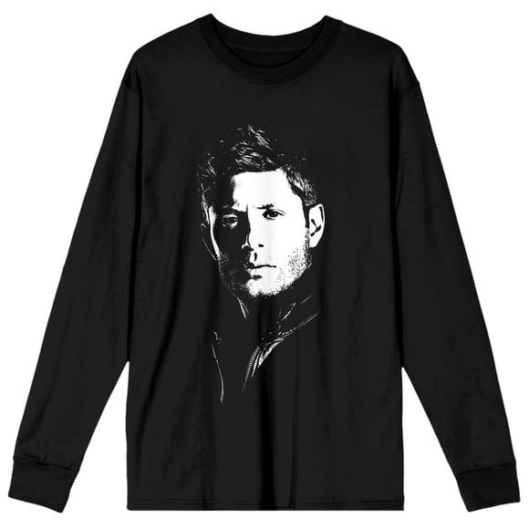 Supernatural Dean Winchester Headshot Squirrel Black Long Sleeve Shirt