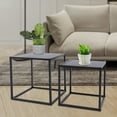 thumbnail image 6 of 2pcs Metal End Table Black 13.8in 15.7in Square Side Table Living Room Bedroom Portable Sofa Table Legs Outdoor Indoor Tray Coffee End Table for Balcony Office, 6 of 9