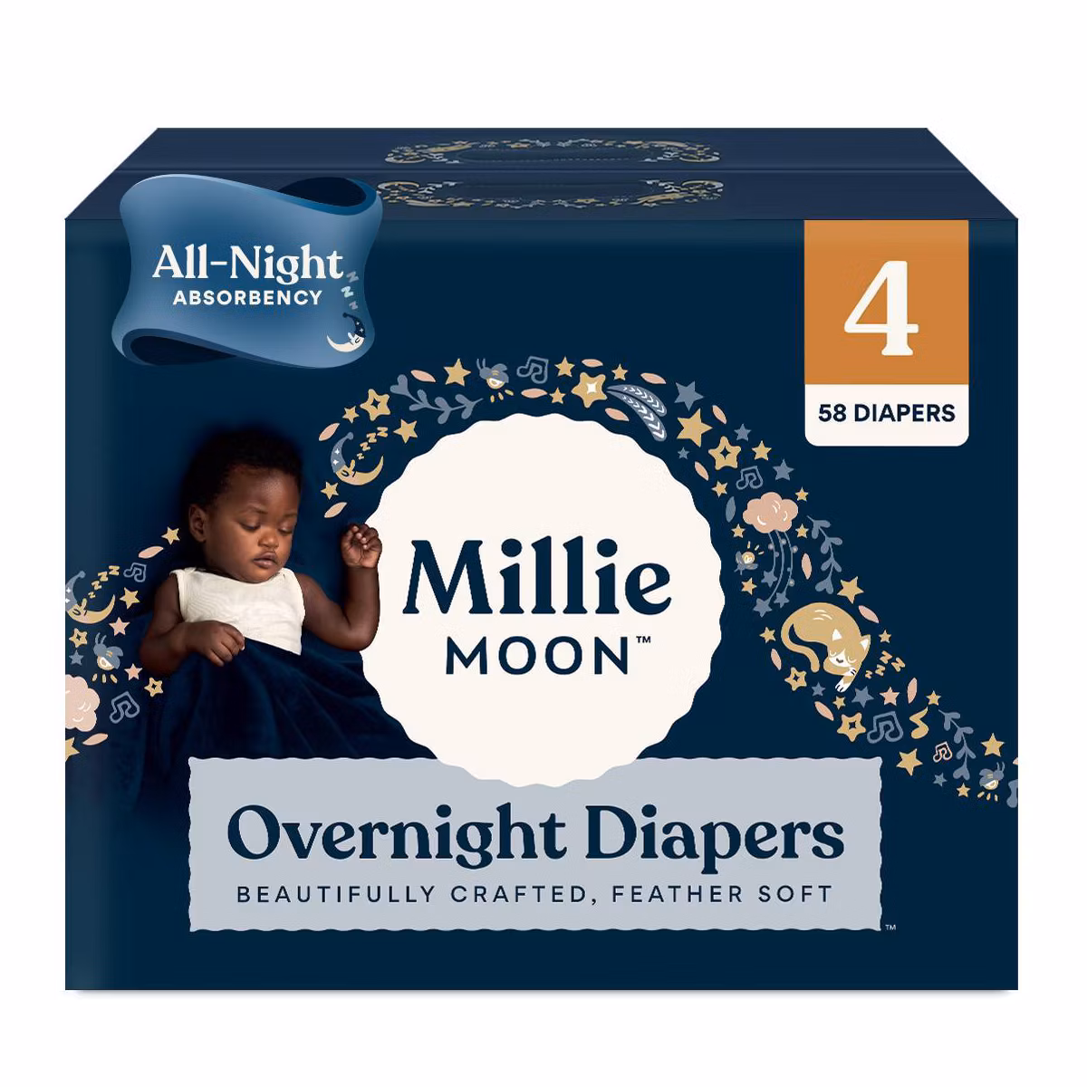 Millie Moon Disposable Overnight Diapers - Size 4 - 58ct