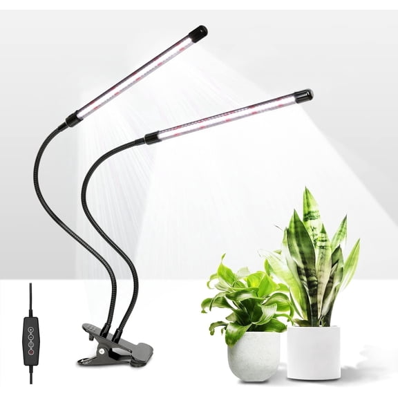 LED Grow Light, 6000K Full Spectrum Clip Plant Growing Lamp with 126 White Red LEDs for Indoor Plants, 5-Level Dimmable, Auto On Off with 4/8/12H Timer, 3 Tubes