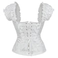 thumbnail image 6 of VISALY Corset Tops for Women Overbust Bustier Corset Boby Shapers European and American Gothic Short Sleeved Shoulder Strap Jacquard Women's Shaping Garment White S, 6 of 8
