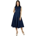 thumbnail image 2 of Bimba Womens Pleated A-line Dress With Pockets Casual Denim Shift Shirt Dress, 2 of 3