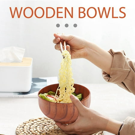 

Jujube Japanese-Style Wooden Bowl Wooden Rice Bowl Noodle Bowl Solid Wood Bowl Diameter 4.5 Inches By 2-5 / 8 Inches for Rice Soup Dipping Decoration (Medium) 4 Packs