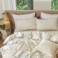 thumbnail image 2 of MooMee Striped Pillowcases 100% Washed Cotton Linen Like Textured (Almond Milk Grey& White Wide Stripes, Queen), 2 of 5