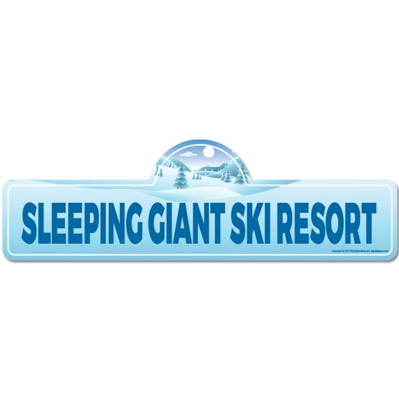 Sleeping Giant Ski Resort Street Sign | Indoor/Outdoor | Skiing Skier Snowboarder Décor for Ski Lodge Cabin Mountian House | SignMission personalized gift