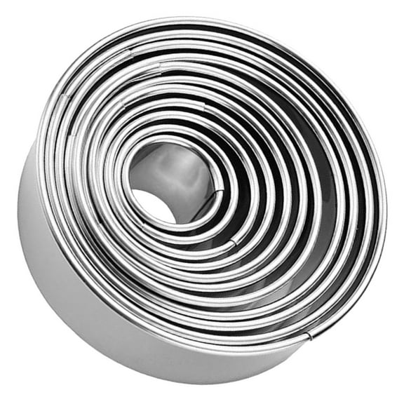 Milisten 11-Piece Round Stainless Steel Baking Mold Set for Kitchen Use, Cake, Cookie, Pastry Baking and Cooking Tools