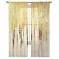 thumbnail image 2 of Abstract Gold Semi Sheer Curtains 84 Inch Length 2 Panels Set, Modern Brush Luxury Strokes Artwork Sheer Kitchen Curtain Privacy Voile Window Curtain for Living Room Bedroom Rod Pocket Drapes, 2 of 7